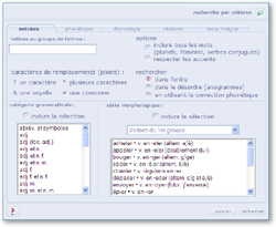 Recherches avanc�es : jeux de lettres, rimes...