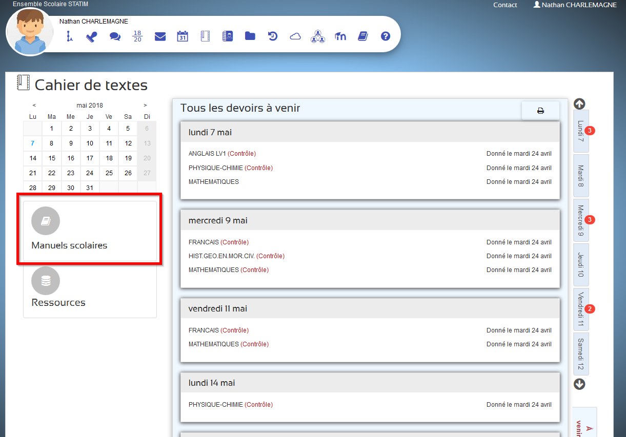 EcoleDirecte - Cahier de textes