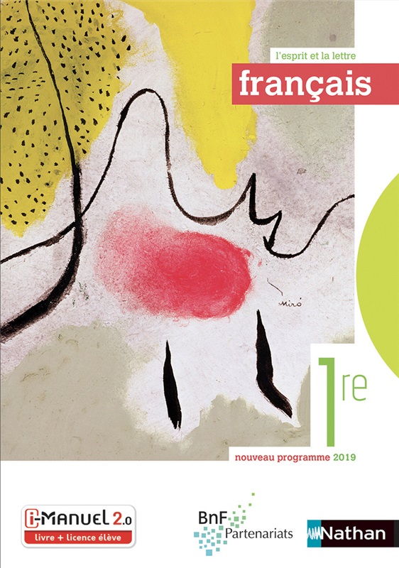 Français - 1re - Coll. L'esprit et la lettre - Ed. 2019 Couverture