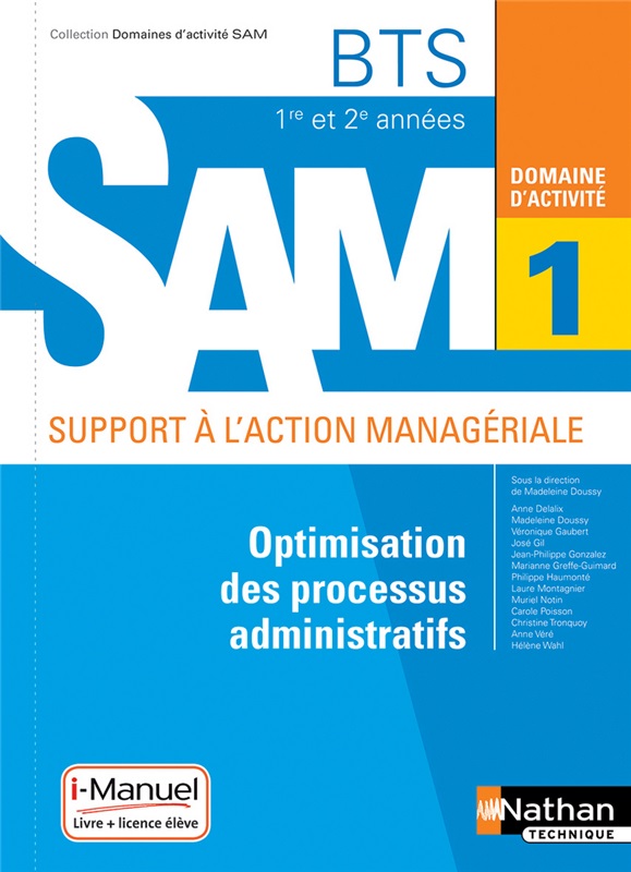 BTS SAM - Domaine d'activité 1 - Optimisation des processus administratifs Couverture