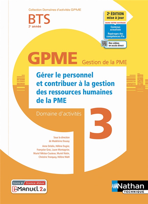 Domaine d'activités 3 - Gérer le personnel et contribuer à la gestion des ressources humaines de la PME - BTS GPME 2e année - Coll. Domaines d'activités GPME - Ed. 2022