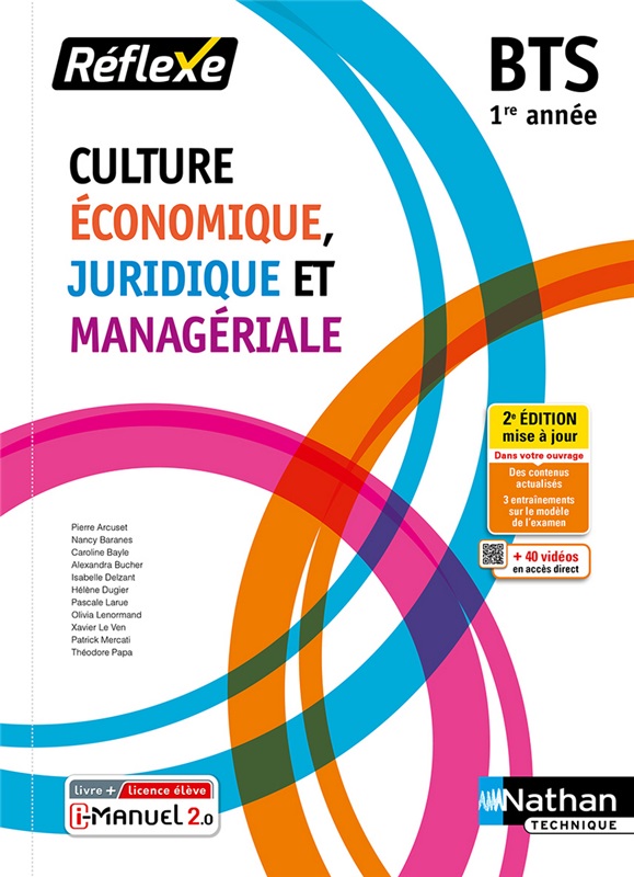 Culture Economique, Juridique et Managériale - BTS 1re année - Coll. Réflexe - Ed. 2021 Couverture