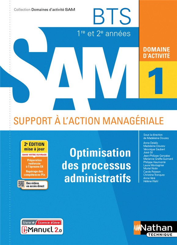 Domaine d'activité 1 - Optimisation des processus administratifs - BTS SAM 1re et 2e années - Coll. Domaines d'activités SAM - Ed. 2021