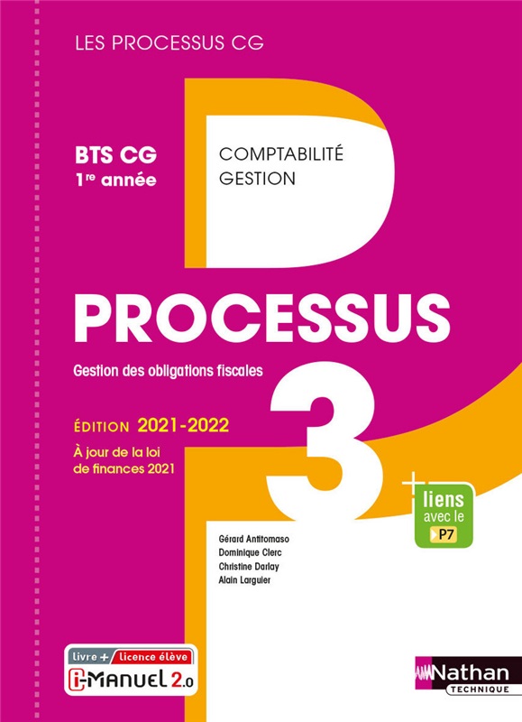 Processus 3 - Gestion des obligations fiscales - BTS CG 1re année - Coll. Les Processus CG - Ed. 2021 Couverture