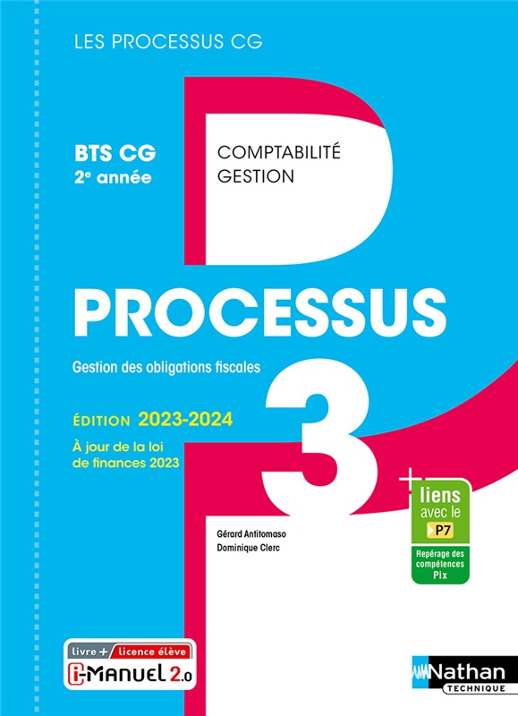 Processus 3 - Gestion des obligations fiscales - BTS CG 2e année - Coll. Les Processus CG - Ed. 2023 Couverture
