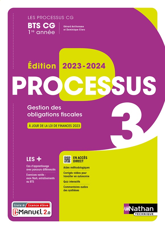 Processus 3 - Gestion des obligations fiscales - BTS CG 1re année - Coll. Les Processus CG - Ed. 2023
