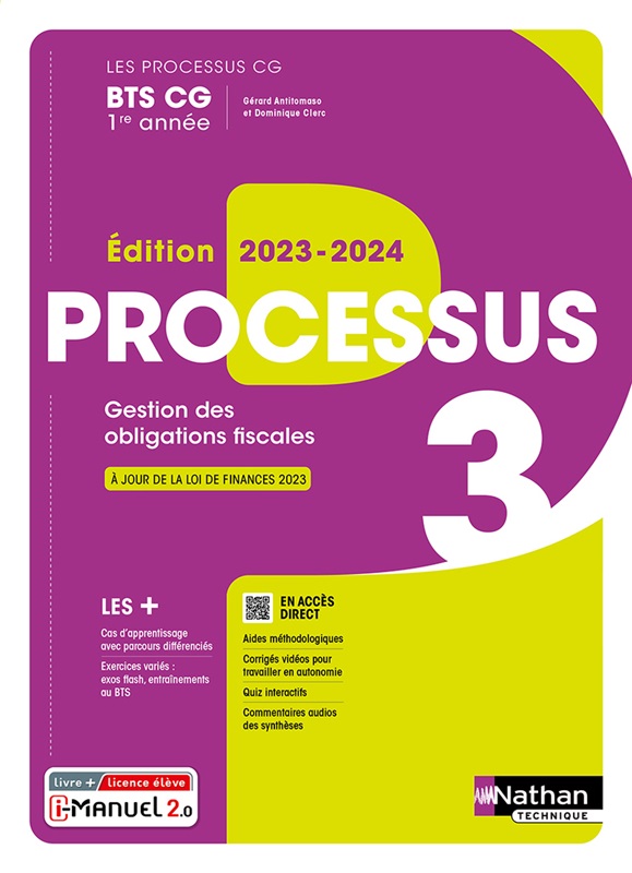 Processus 3 - Gestion des obligations fiscales - BTS CG 1re année - Coll. Les Processus CG - Ed. 2023 Couverture